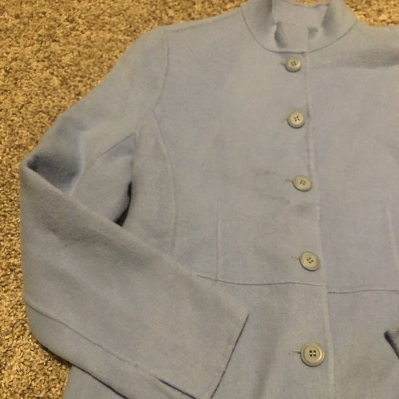 Alexandra Bartlett Women's 100% Wool Button Blazer Coat Jacket blue petites PM - Picture 3 of 16